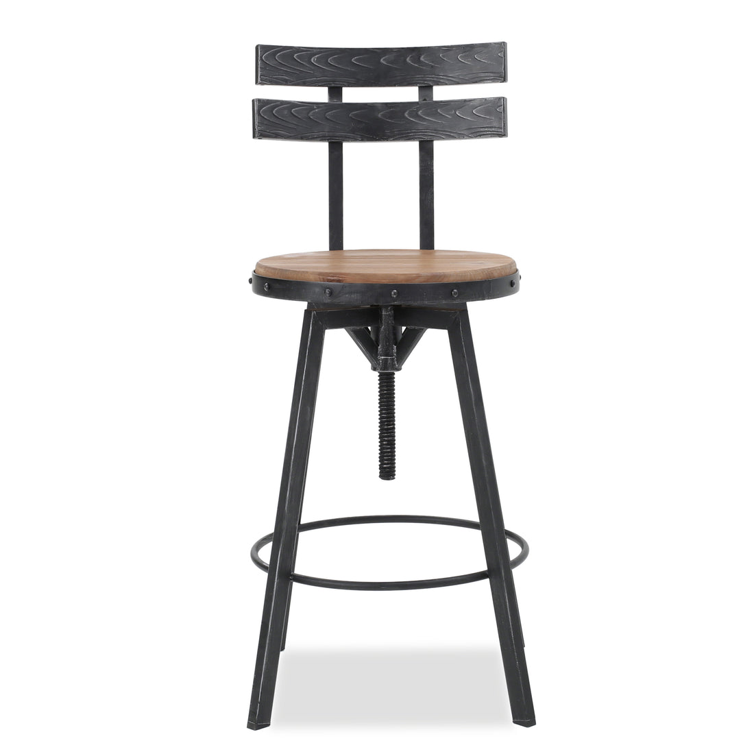 Metal Chair With Wooden Seat Black Metal & Wood