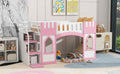 Twin Size Loft Bed With Storage Staircase And Window, Pink Box Spring Not Required Twin Pink Wood Bedroom Solid Wood Mdf