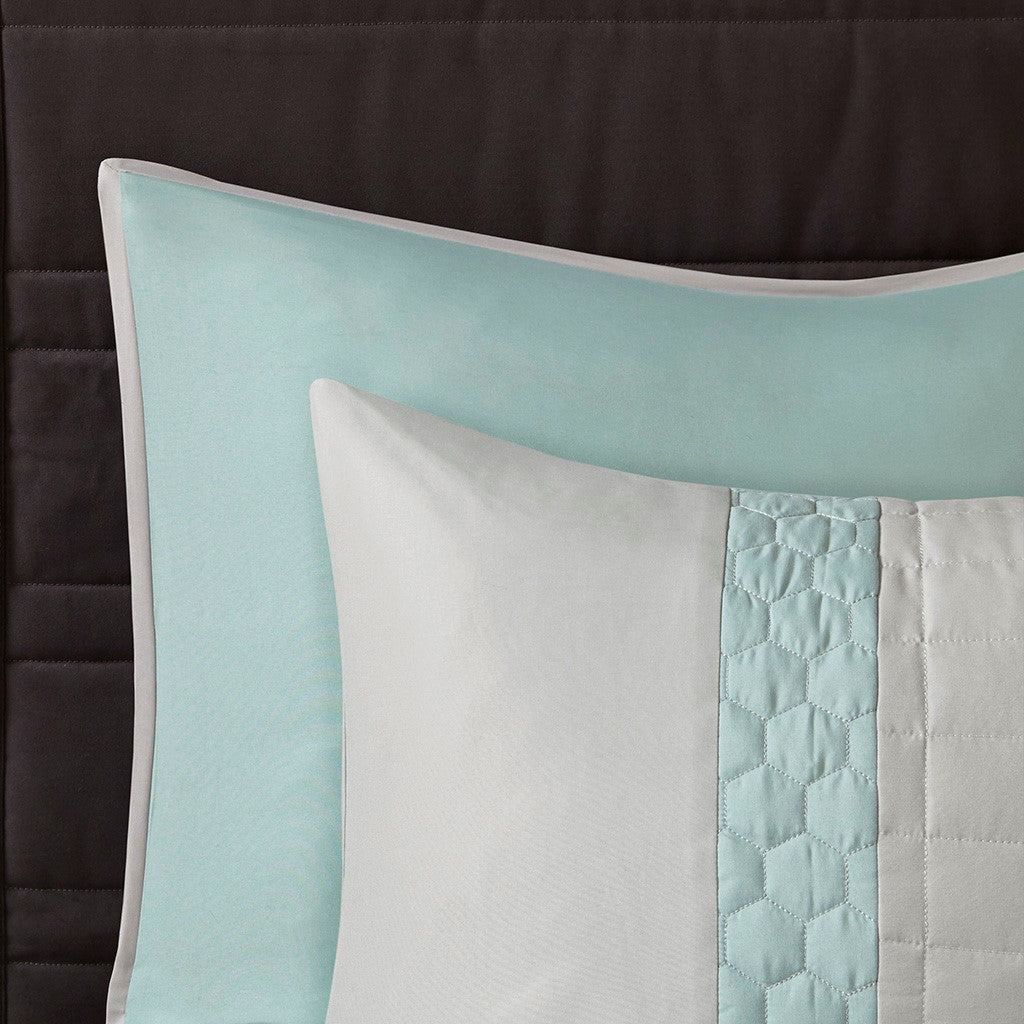 8 Piece Comforter Set Seafoam Grey King King Multicolor Polyester