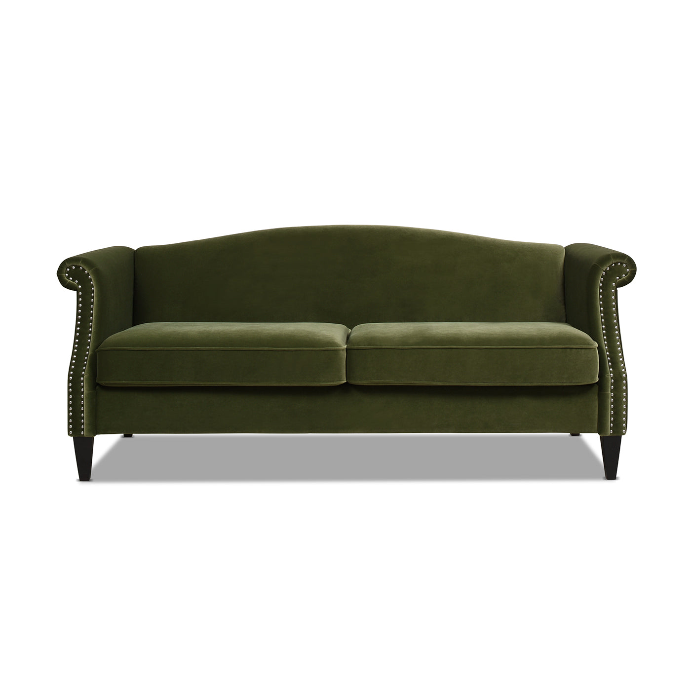 Elaine 77" Camel Back Small Space Sofa, Olive Green Performance Velvet Olive Green Foam Velvet 3 Seat