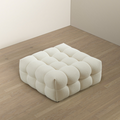 Morrison Ottoman Cream Boucle White Wood Solid White Mid Century Modern Square Foam Tufted Boucle,Solid Wood