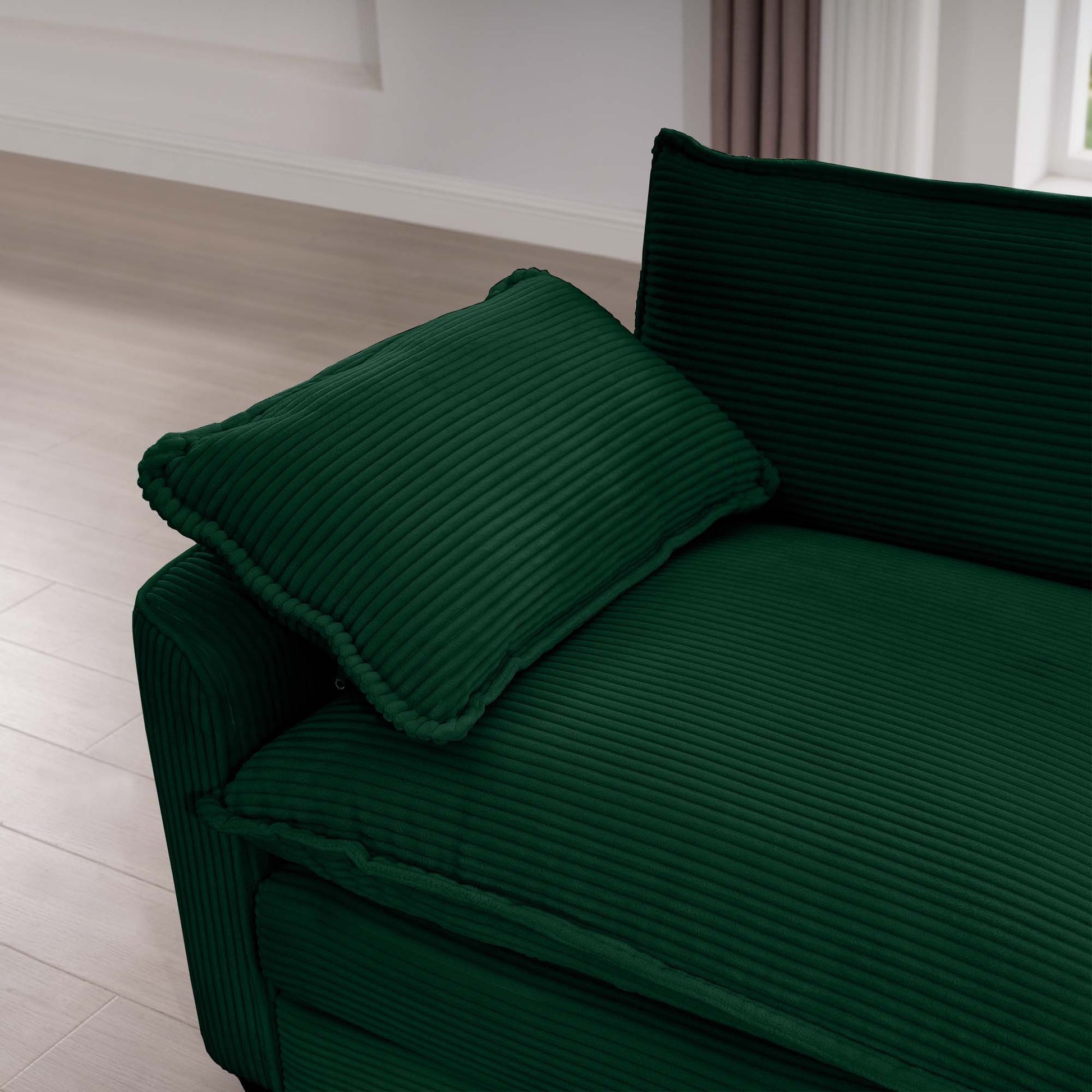 3 Piece Sectional Sofa Oversized Sectional Sofa Comfortable Sectional Sofaone Single Sectional Sofa, One 2 Seater Sofas, One 3 Seater Sofas Green Corduroy Deep Seat Sofa Green Corduroy 6 Seat
