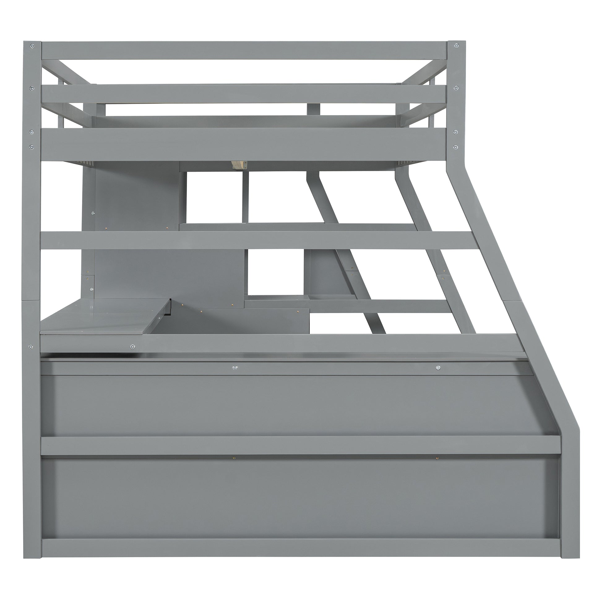 Full Size Loft Bed With 7 Drawers 2 Shelves And Desk Gray Full Gray Plywood