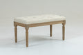 Traditional Rectangle Tufted Ottoman Bench In Beige Linen Look Fabric, For The Living Room And Bedroom Beige Rubber Wood