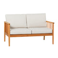 Contemporary Cushioned Eucalyptus Wood Patio Loveseat Natural Natural Eucalyptus Eucalyptus