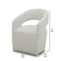 26 Inch Accent Armchair, Textured Cream Fabric, Curved Cutout Backrest Cream Fabric