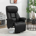 Homcom Manual Recliner Chair For Adults, Adjustable Swivel Recliner With Footrest, Padded Arms, Pu Leather Upholstery And Steel Base For Living Room, Black Black Steel