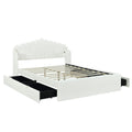 Queen Size Upholstered Platform Bed With 4 Drawers And 2 Usb, Beige Box Spring Not Required Queen Beige Wood Bedroom Bed Frame Polyester Upholstered