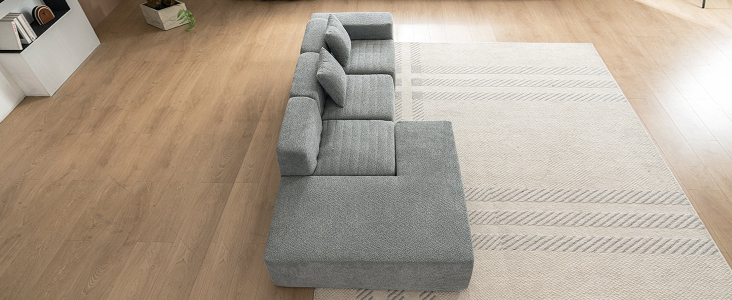 116.5" Sectional Sofa Full Compressed Sofa Couch Free Combined Sofa For Living Room, Grey Grey Foam Polyester 4 Seat