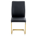 Luxury Simple Arch Chair Set Of 2 Black Pu Material High Resilience Dining Chair With Arched Metal Gold Leg. Black Gold Set Of 2 Metal,Pu