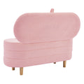 Elegant Upholstered Sherpa Fabric Storage Ottoman With Wood Legs, Storage Bench For Bedroom, Living Room, Pink Pink Wood