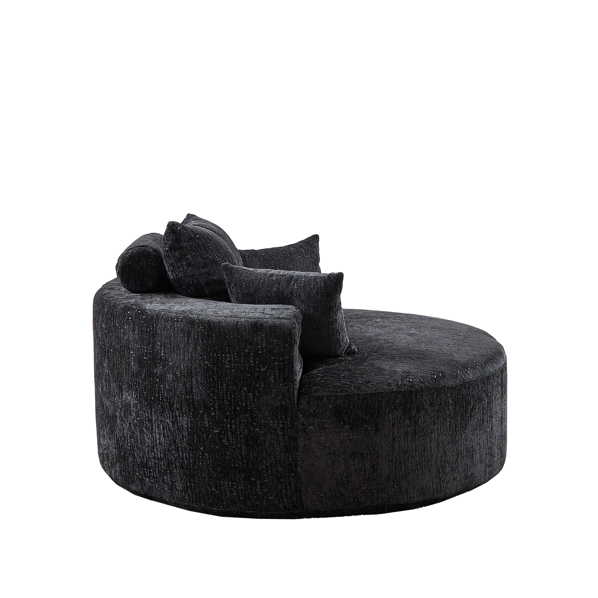 55''L Chenille Sponge Single Sofa,No Assembly Required,Fluffy Modern Sleeper Chair For Living Room, Bedroom, Lounge And Projection Room Not A Swivel Chair. Black Foam Chenille 1 Seat