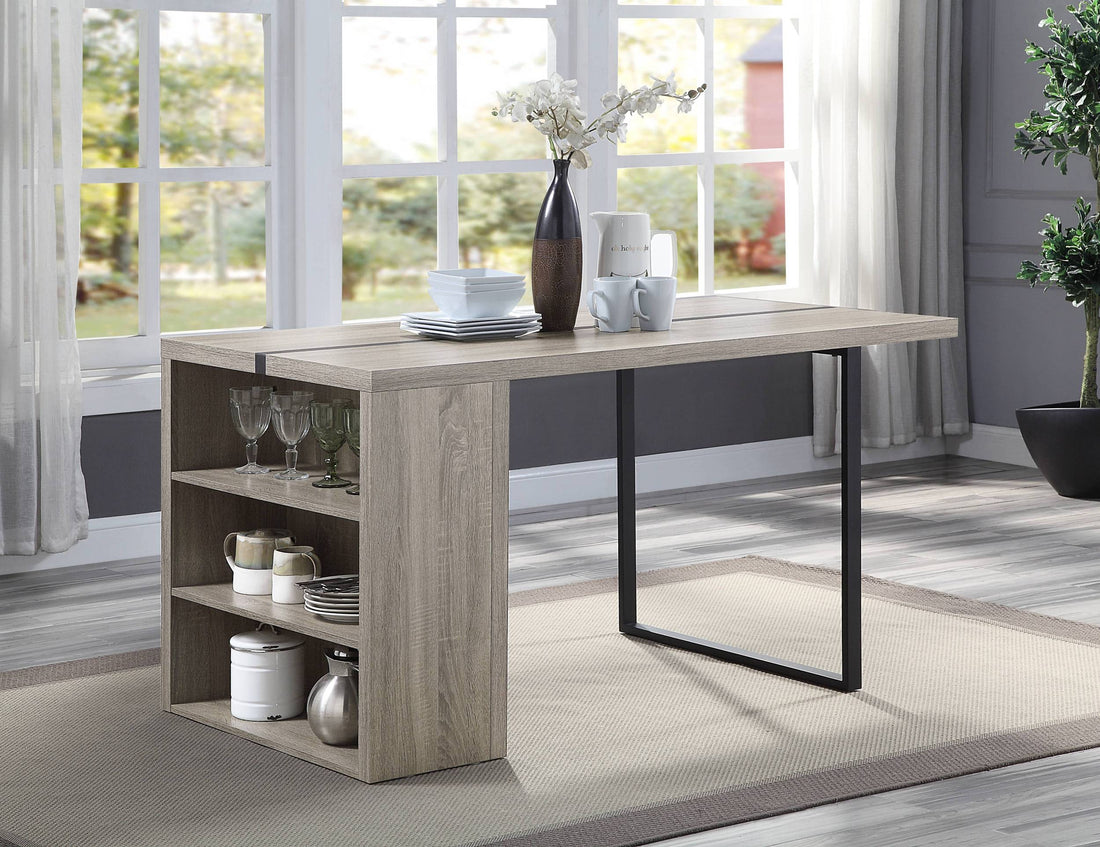 Grey Oak And Black 2 Shelf Dining Table Grey Black Dining Room Contemporary Rectangular Paper Composite Sled
