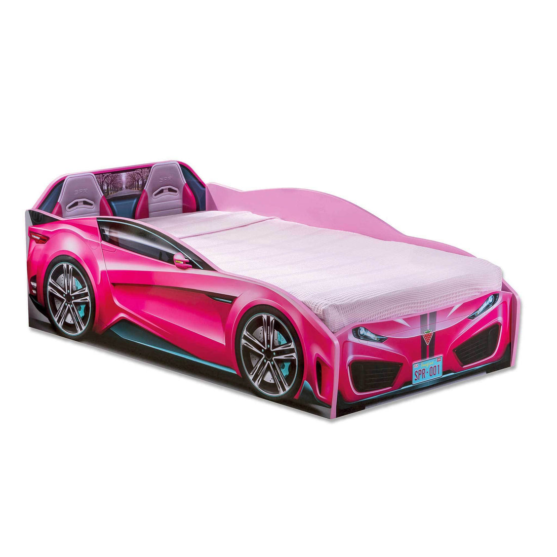 Speedy Toddler Race Car Bed, Pink Pink Particle Board