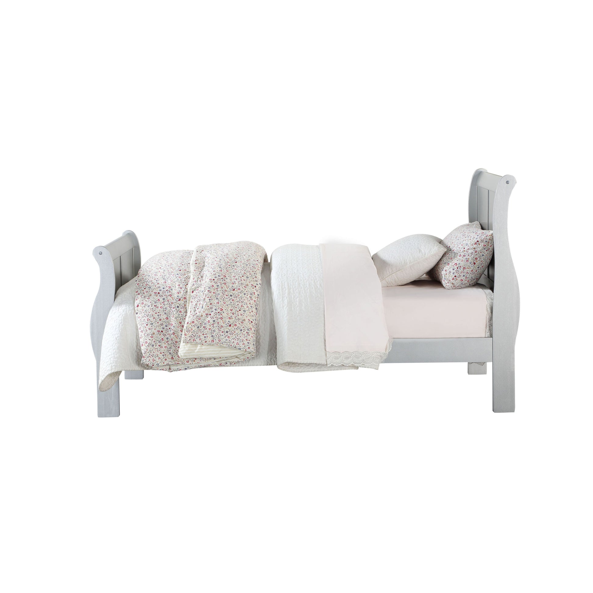 Platinum Twin Sleigh Bed Box Spring Required Twin White Wood Casual Panel Wood