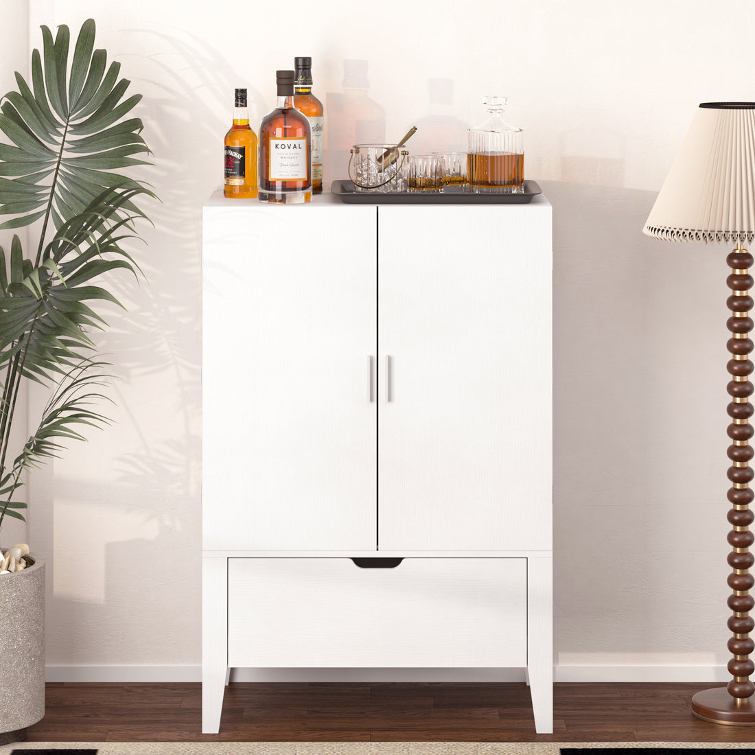 Bar Cabinet,Wine Bar Cabinet,Liquor Storage Credenza,Sideboard With Wine Racks & Stemware Holder,Wine Glass Holder,Metal Handle,Can Be Placed In Family Bars,Hallways,Living Rooms,Color:White Brown 5 Or More Spaces Distressed Finish Brown White Primary