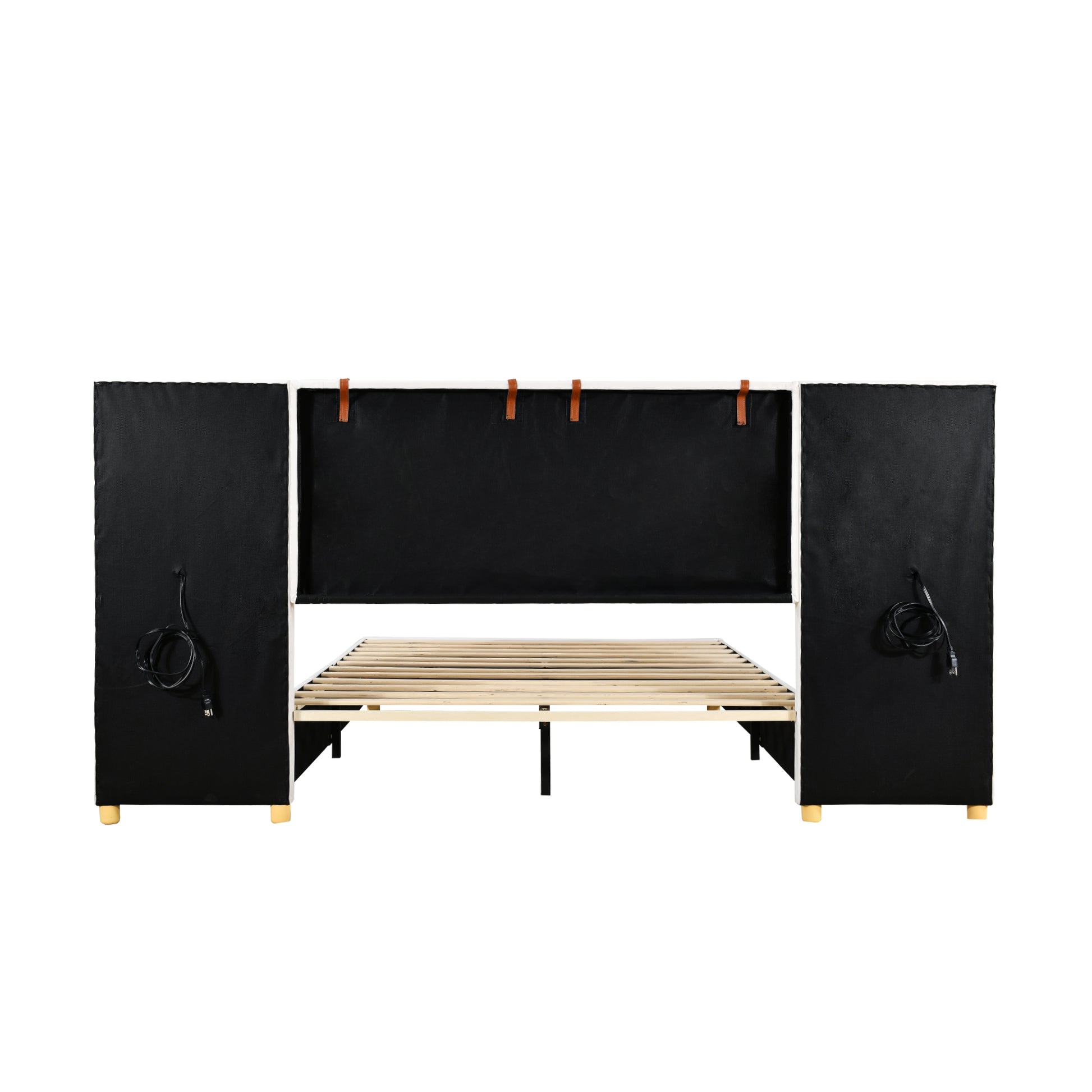 Full Size Upholstered Platform Bed, Two Outlets And Usb Charging Ports On Both Sides, Two Bedside Pillows, Storage Shelves,Velvet,Beige Full Beige Mdf Lvl