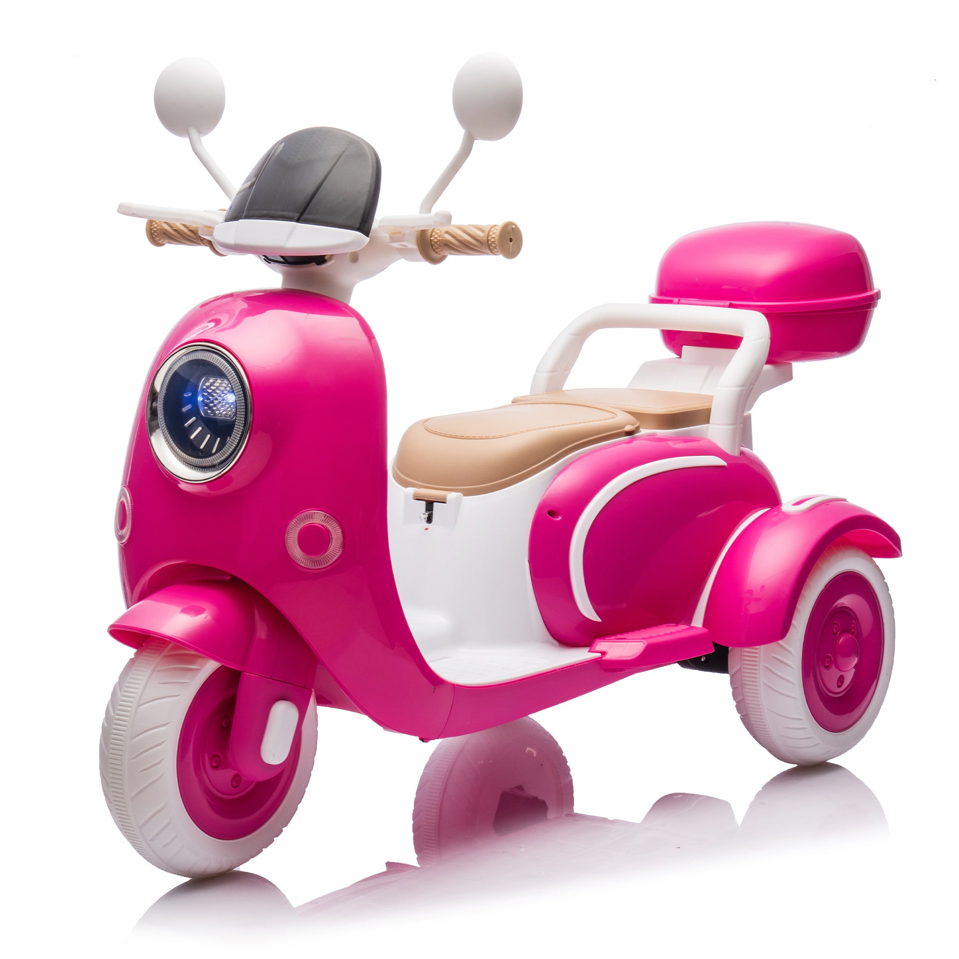 12V Two Seater Kids Ride On Electric Motorcycle,Three Wheels Kids Toy With Slow Start,Multi Function Player,Usb,Bluetooth, Light,Backseat Flip Adult Seat, Oversized Storage Box For Kids Aged 3 6.