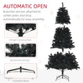 Homcom 7.5Ft Tall Artificial Christmas Tree, Unlit Xmas Tree With 1346 Branch Tips, Auto Open, Steel Base, Holiday D Cor For Home Office, Black Black Steel