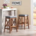 Saddle Barstool Charcoal Wood Fabric