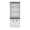 Dundee 70 Inch High 10 Glass Bar Cabinet With 5 Cubbies And 3 Open Shelves And Cabinet White Primary Living Space Modern Shelves Included Particle Board