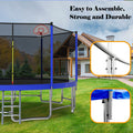 15Ft For Kids Children With Safety Enclosure Net Outdoor Backyards Large Recreational Trampoline Blue Metal