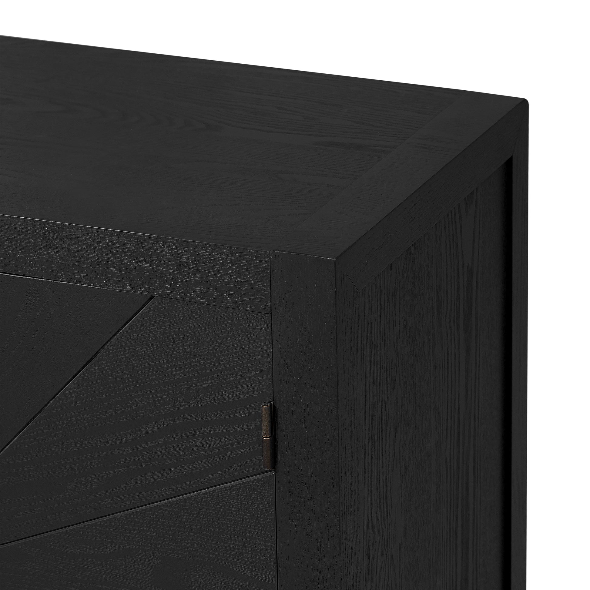 Unique Features Of Ash Veneer Cabinet With Radiating Line Pattern Cabinet Doors, Suitable For Living Rooms, Corridors, And Study Rooms. Black Mdf