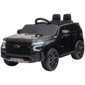 Aosom Chevrolet Tahoe Licensed Kids Ride On Car, 12V Battery Powered Kids Electric Car With Remote Control, Music, Lights, Horn, Suspension For 3 6 Years Old, Black Black Plastic