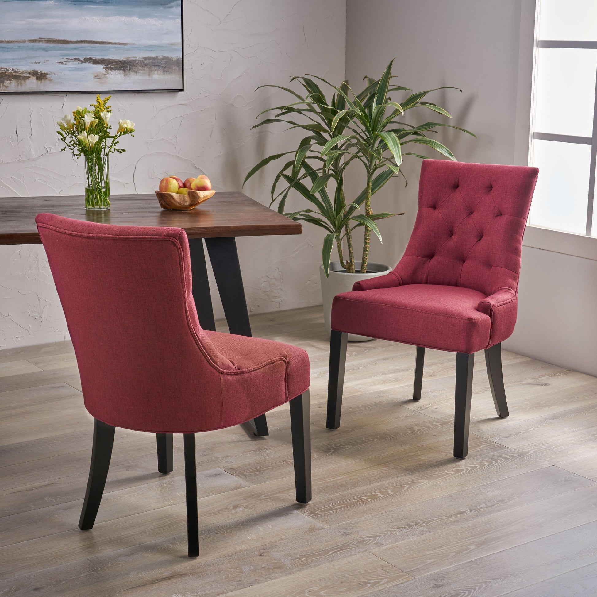 Cheney Dining Chair Kd Mp2 Set Of 2 Red Fabric