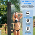 Outsunny 10.6 Gallons Solar Heated Shower With Free Rotating Shower Head, Temperature Adjustment & Foot Shower, 2 Section Outdoor Shower For Backyard Poolside Beach Pool Spa, 7Ft Black Abs