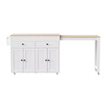 K&K 74.5 Inch Kitchen Island With Extendable Dining Tablerolling Kitchen Island On Wheels With Spice Rack And 2 Drawers, Kitchen Storage Cart With 4 Door Cabinet, For Kitchen, Dining Room, White Off