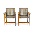 Hampton Wood And Wicker Dining Chair Set Of 2 Natural Stained Pe Rattan Iron