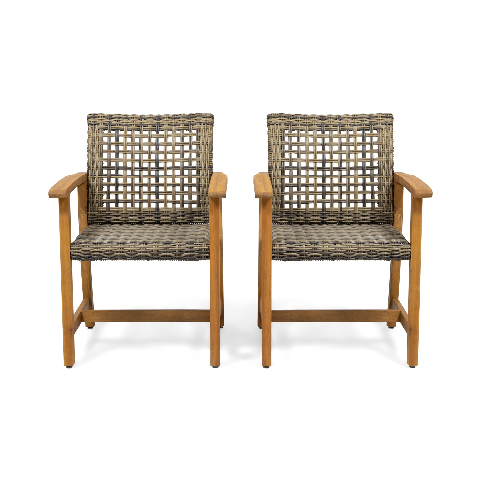 Hampton Wood And Wicker Dining Chair Set Of 2 Natural Stained Pe Rattan Iron