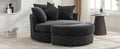 Orisfur. 360 Swivel Accent Barrel Chair With Storage Ottoman & 4 Pillows, Modern Chenille Leisure Chair Round Accent For Living Room, Gray Gray Foam Chenille