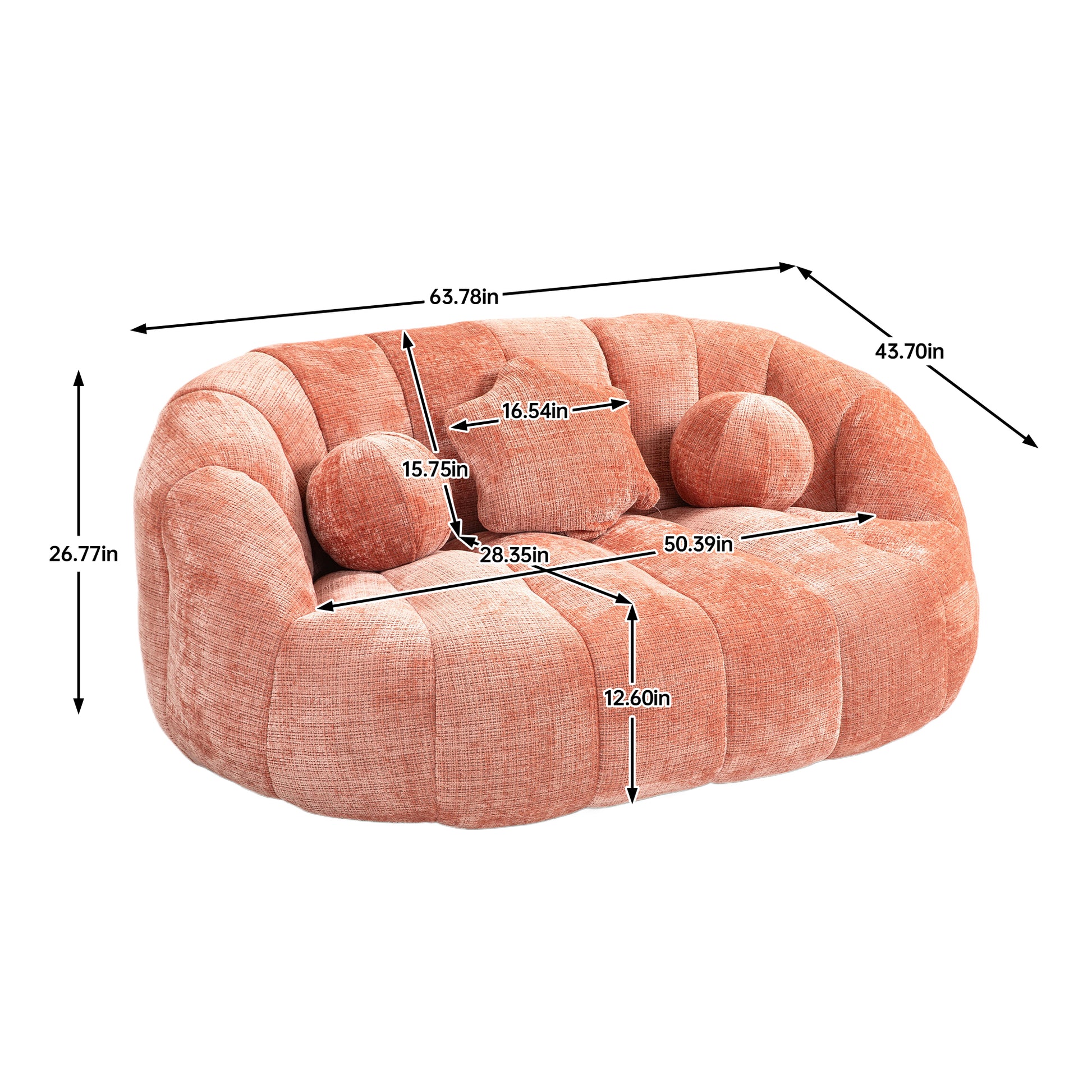 Coolmore Bean Bag Sofa Lazy Sofa Durable Comfort Lounger High Back Bean Bag Chair Couch For Adults And Kids, Indoor & Outdoor, Accent Floor Soft Lounge Chair Pink Chenille Pink Primary Living Space