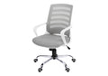 Office Chair, Adjustable Height, Swivel, Ergonomic, Armrests, Computer Desk, Work, Grey Mesh, Chrome Metal, Contemporary, Modern White Foam Polyester