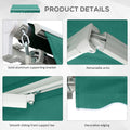 Outsunny 10' X 8' Retractable Awning, Patio Awnings, Sunshade Shelter W Manual Crank Handle, Uv & Water Resistant Fabric And Aluminum Frame For Deck, Balcony, Yard, Green Green Aluminum