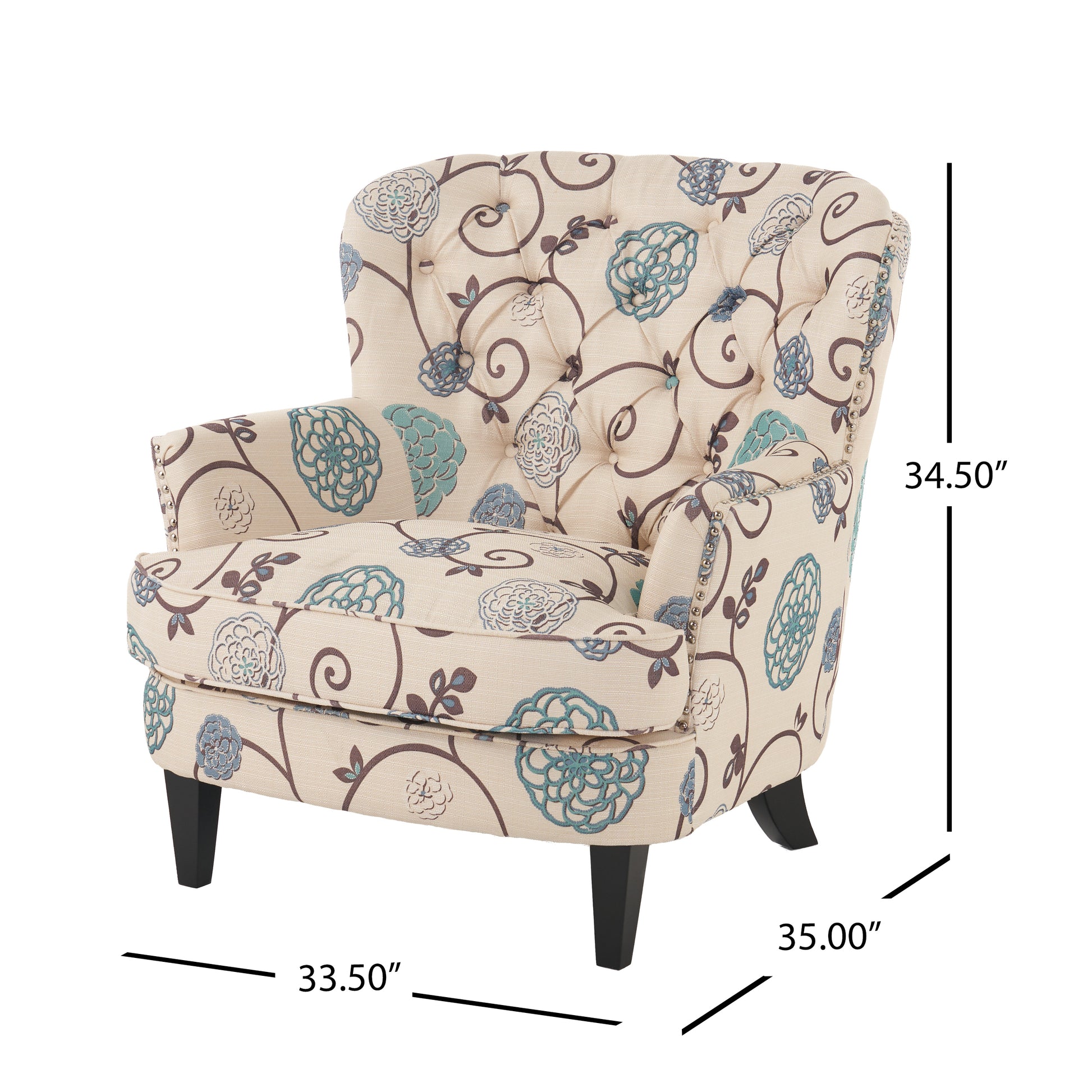 Mirod Comfy Arm Chair With Tufted Backmodern For Living Room, Bedroom And Study White Multi Fabric
