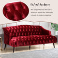 Comfy 3 Seat Sofa With Wooden Legs, Pu, For Living Room And Study Wine Red Velvet 3 Seat