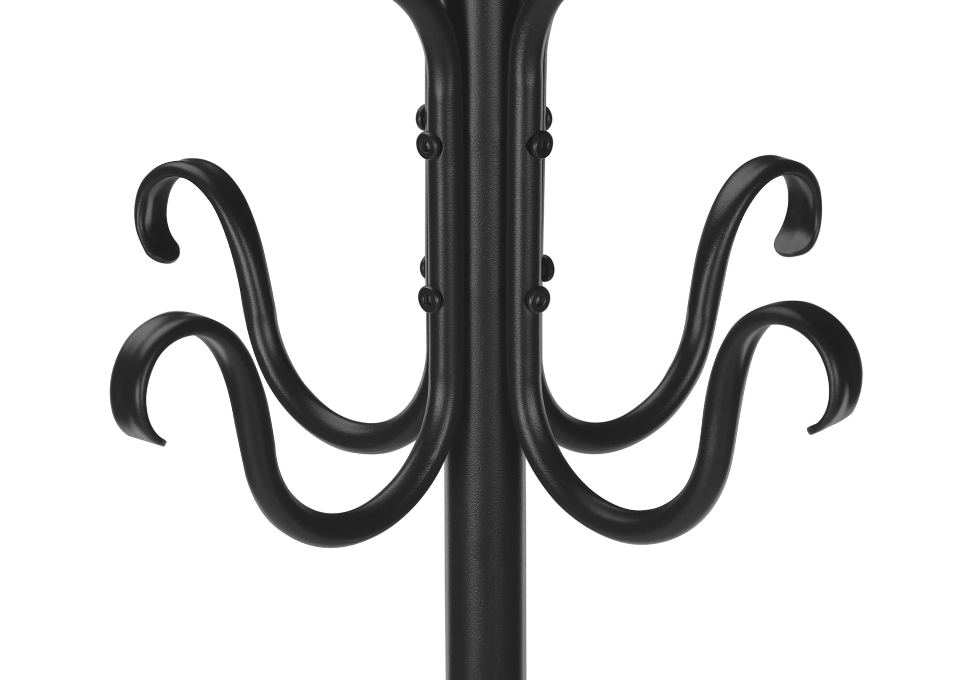 Coat Rack, Hall Tree, Free Standing, 8 Hooks, Entryway, 74"H, Bedroom, Black Metal, Transitional Black Metal