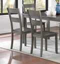 Transitional 7Pc Dining Set Rectangular Table Wood Base Ladder Back Chairs Gray Finish Wooden Dining Room Furniture Wood Wood Gray Seats 6 Wood Dining Room 72 Inches Contemporary 4 Leg Rectangular