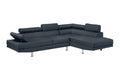 Dark Blue Color Sectional Living Room Furniture Linen Like Fabric Adjustable Headrest Right Facing Chaise & Left Facing Sofa Dark Blue Linen Primary Living Space Classic,Contemporary,Modern L Shaped Pine Pillow Top Arms Metal 5 Seat