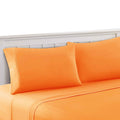 Bezons 3 Piece Twin Size Plain Sheet Set The Urban Port, Orange Orange Microfiber