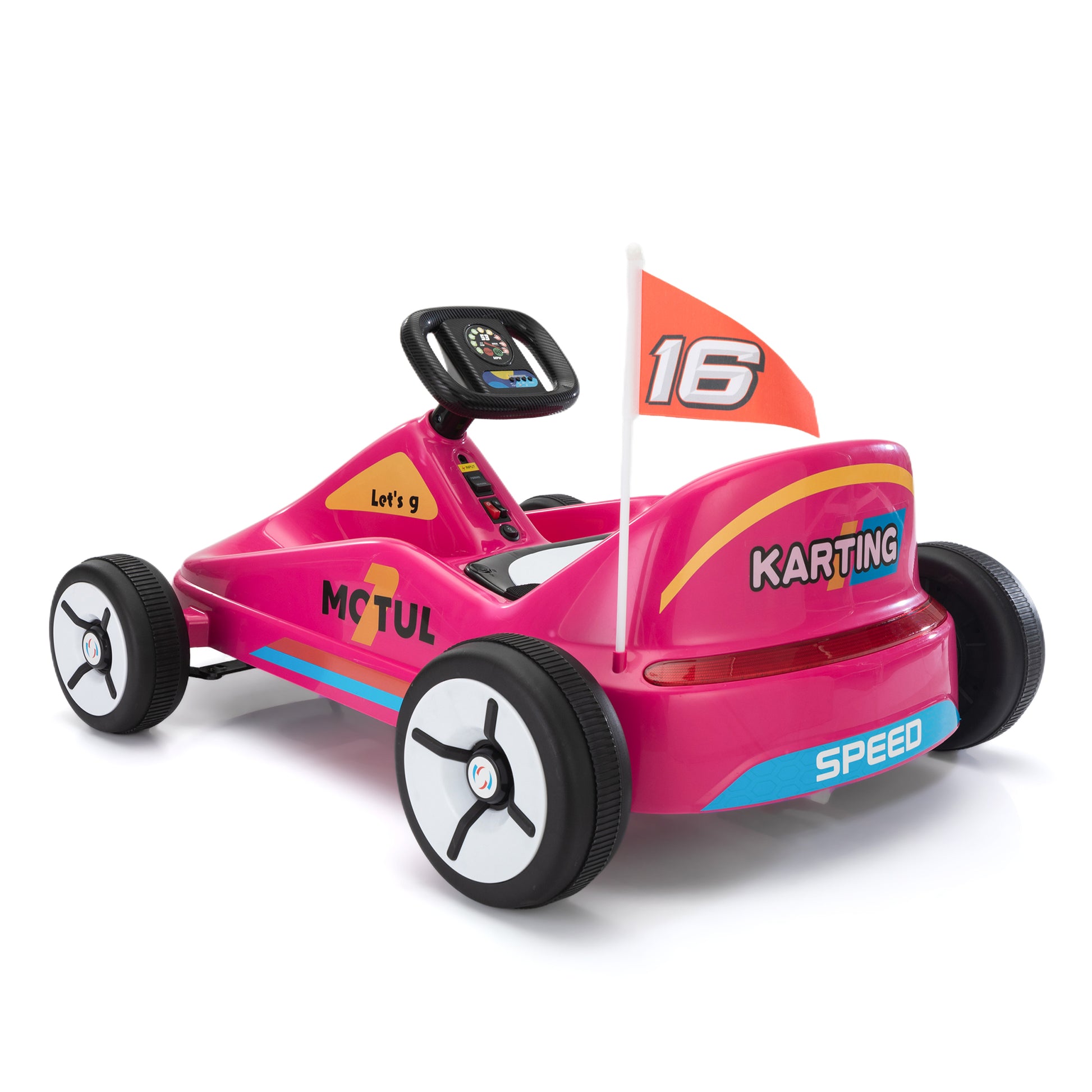 12V Kids Ride On Go Kart, Electric 4 Wheeler Car With Remote Control, Cushioned Seat, Led Lights, Mp3 Music, Bluetooth, Pedal Control, Battery Powered Vehicle For 3 8 Years Old, Rose Red Rose Red Polypropylene