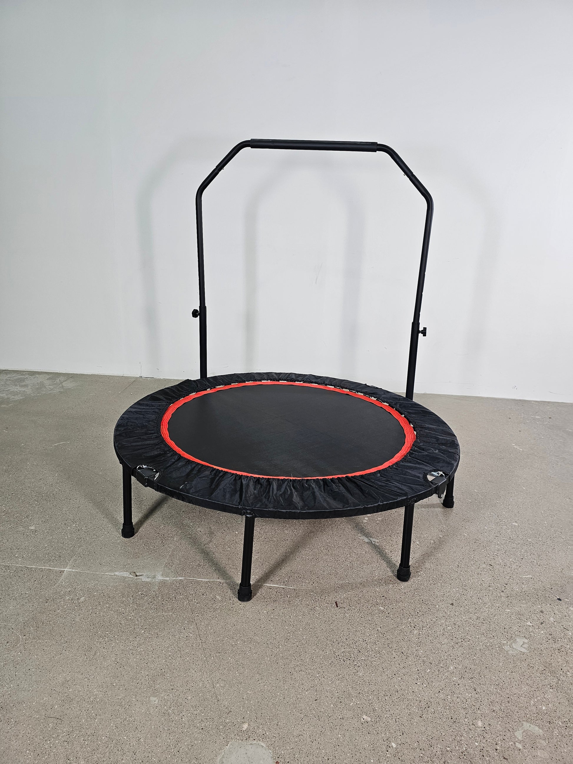 48" Foldable Mini Trampoline Max Load 300Lbs, Fitness Rebounder With Adjustable Foam Handle, Exercise Trampoline For Adults Indoor Garden Workout Black Abs Steel Q235