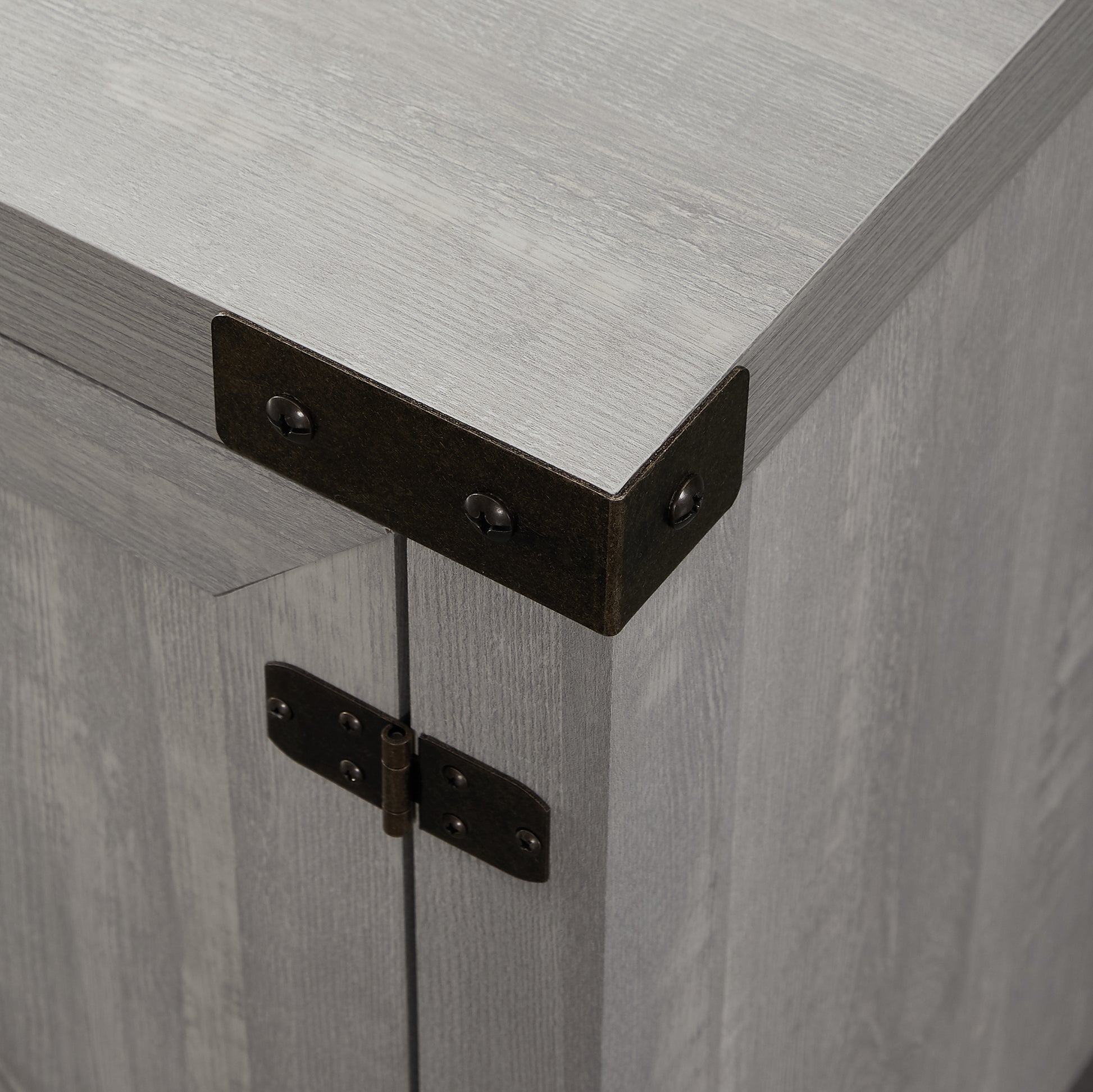 Rustic Farmhouse Double Barn Door 70" Tv Stand For 80" Tvs With Center Shelves Stone Grey Stone Gray Mdf