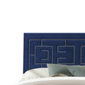 Dark Blue Eastern King Panel Bed With Trim Box Spring Required King Dark Blue Wood Bedroom Contemporary Panel Linen Wood Fabric