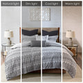 Cotton Jacquard Comforter Mini Set Grey Black King Cal King King Grey Black Cotton