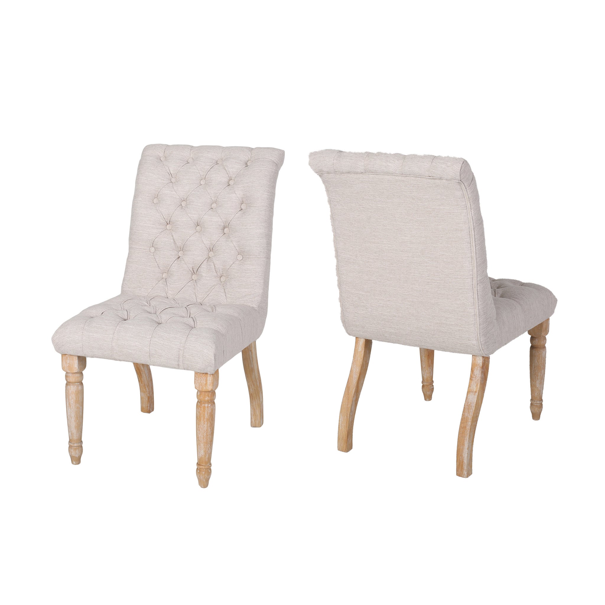 Chair Set Of 2 Beige Fabric