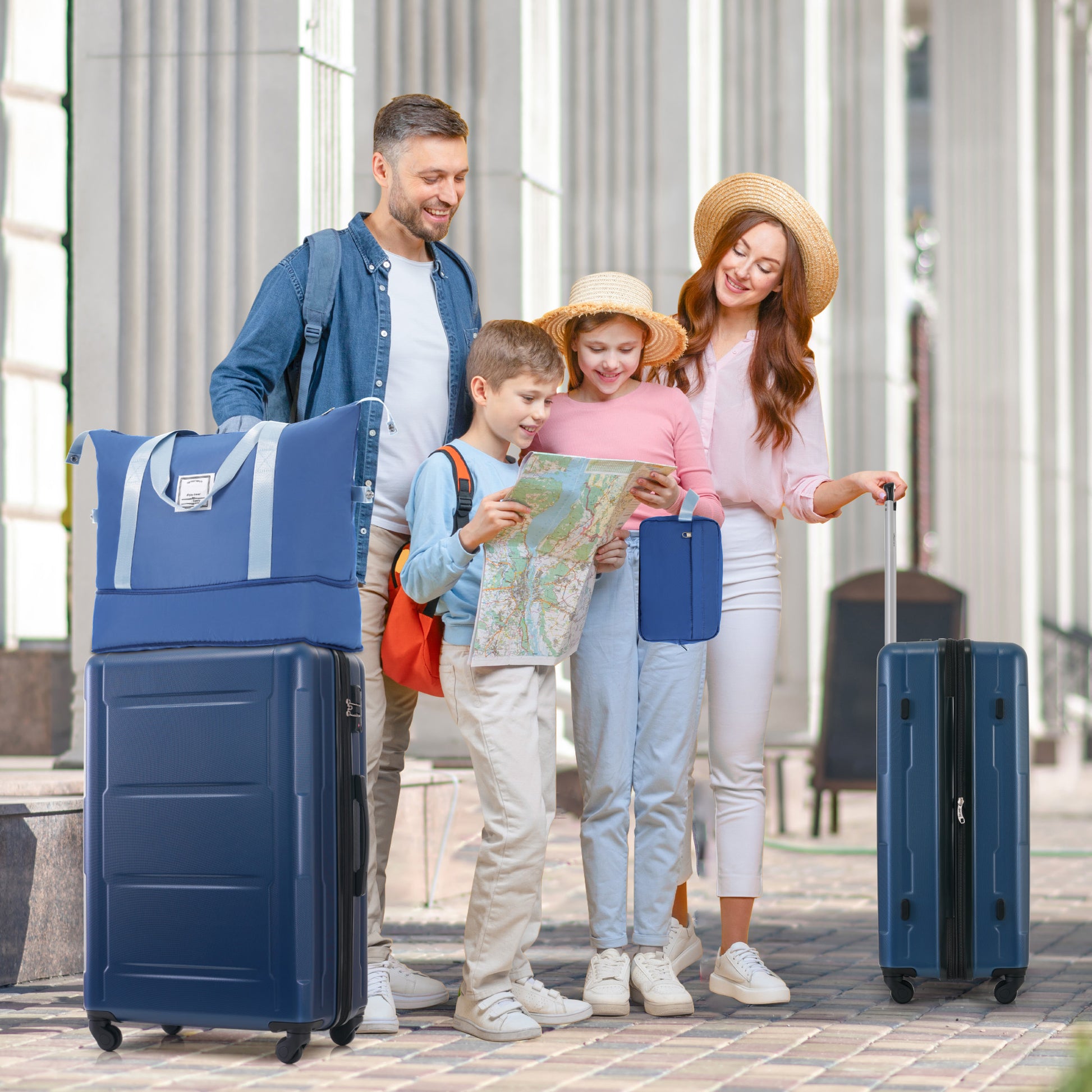 2 Piece Luggage Set With Bags Expanable Spinner Wheels Abs Lightweight Suitcase With Tsa Lock 20Inch 24Inch Blue Abs